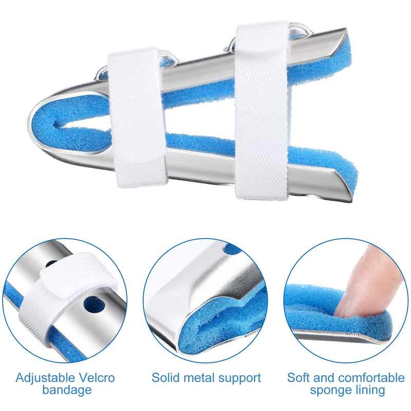 [Australia] - 10 Pieces Finger Splints Metal Padded Finger Support Finger Stabilizer with Soft Foam Interior and Loop Straps for Adults and Children, 3 Sizes (Blue) 10 Piece Assortment Blue 