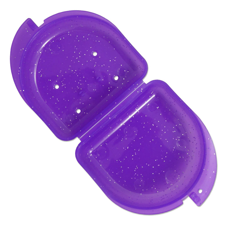 [Australia] - Glitter Gum Shield Case - Mouthguard Box for Ortho Retainers, Sports Dental Appliances, Dentures & More Glitter Purple 