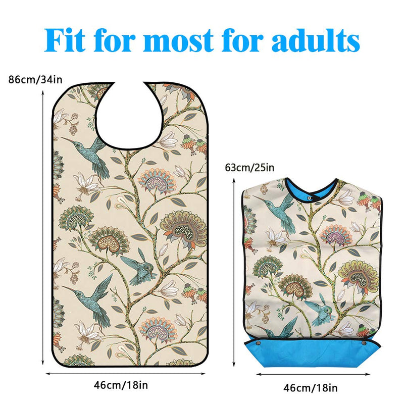 [Australia] - Adult Bib, Waterproof Washable Mealtime Clothes Protector Elegent Aid Apron with Crumb Catcher Women Eating 