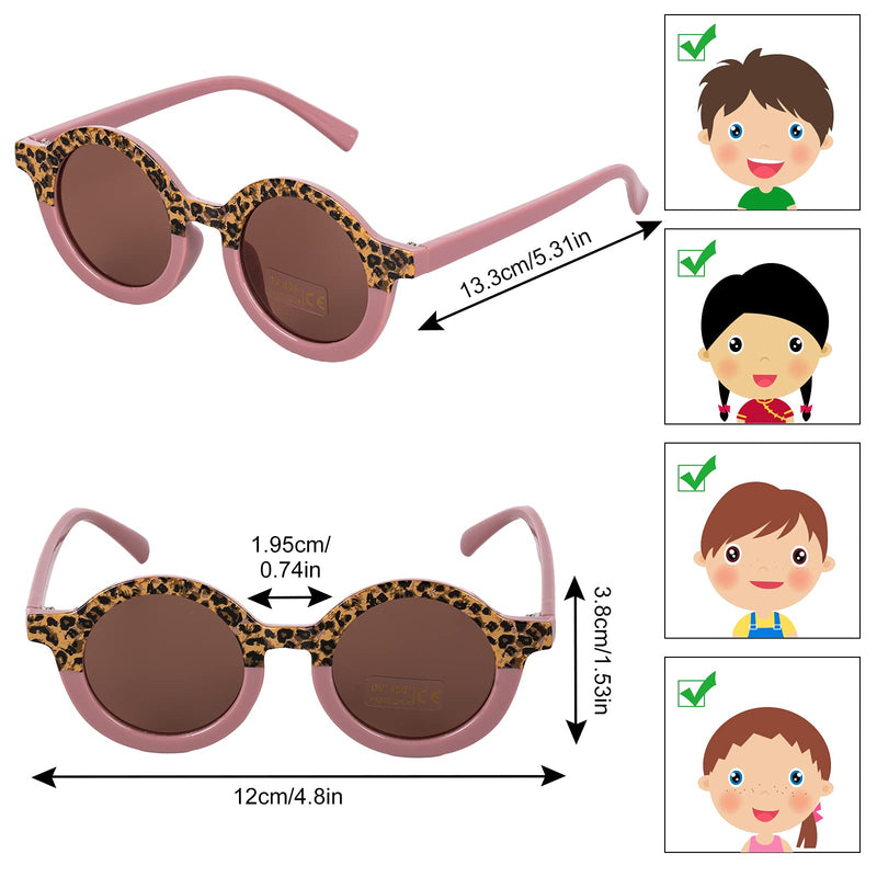 [Australia] - Whaline Sunglasses for Kid Round Leopard Print with 3pcs Storage Bags Cute Decorative Eyewear UV 400 Protection for Baby Girl Boy Teens Summer Beach Party Photography Booth Prop Accessories (3 Pairs) 