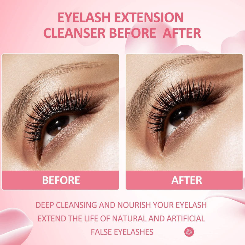 [Australia] - Eyelash Extension Cleanser 60ml +Mascara Wand+ Brush Eyelid Foaming Cleanser,Eyelash Wash and Lash Bath for Extensions,Paraben & Sulfate Free,Makeup Remover,Salon and Home use（60ml/2fl.oz） 60 ml (Pack of 1) 