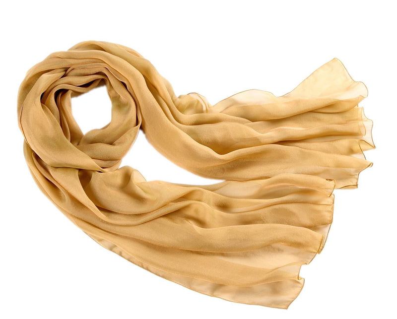 [Australia] - Prettystern Shimmering Women Stola L - XXL 100% Silk Scarf Rainbow Taffeta Women Iridescent for Party Evening Dress 78.7" X 25.6" 13. Caramel 