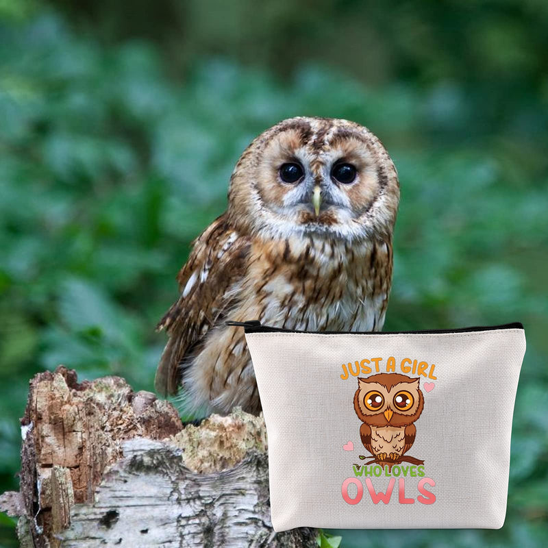 [Australia] - LEVLO Funny Owl Cosmetic Bag Animal Lover Gift Just A Girl Who Loves Owls Makeup Zipper Pouch Bag Owl Lover Gift For Women Girls (Who Loves Owls) 