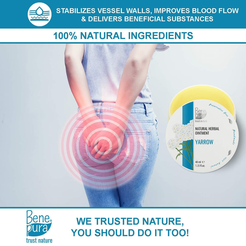 [Australia] - BenePura Hemorrhoids Ointment - Treatment for Hemorrhoids, Anal Piles and Fissures - Soothes Burning and Itching - 100% Natural White Yarrow Herbal Ointment - 40 ml 