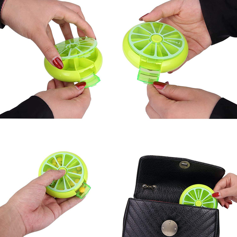 [Australia] - Creative Portable Mini 7 Day Weekly Circular Shape Rotary Cute Fruit Style Pill Storage Case Box（Multicolor） Multicolor 