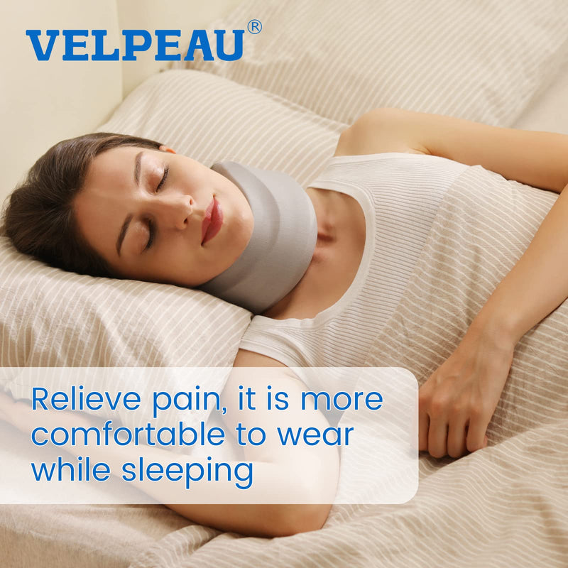 [Australia] - VELPEAU Neck Brace for Neck Pain and Support - Soft Cervical Collar for Sleeping - Vertebrae Whiplash Wrap Aligns,Stabilizes & Relieves Pressure in Spine for Women & Men (Stabilized, Grey, Small 3.5″) 3.5 Inch (Pack of 1) S 
