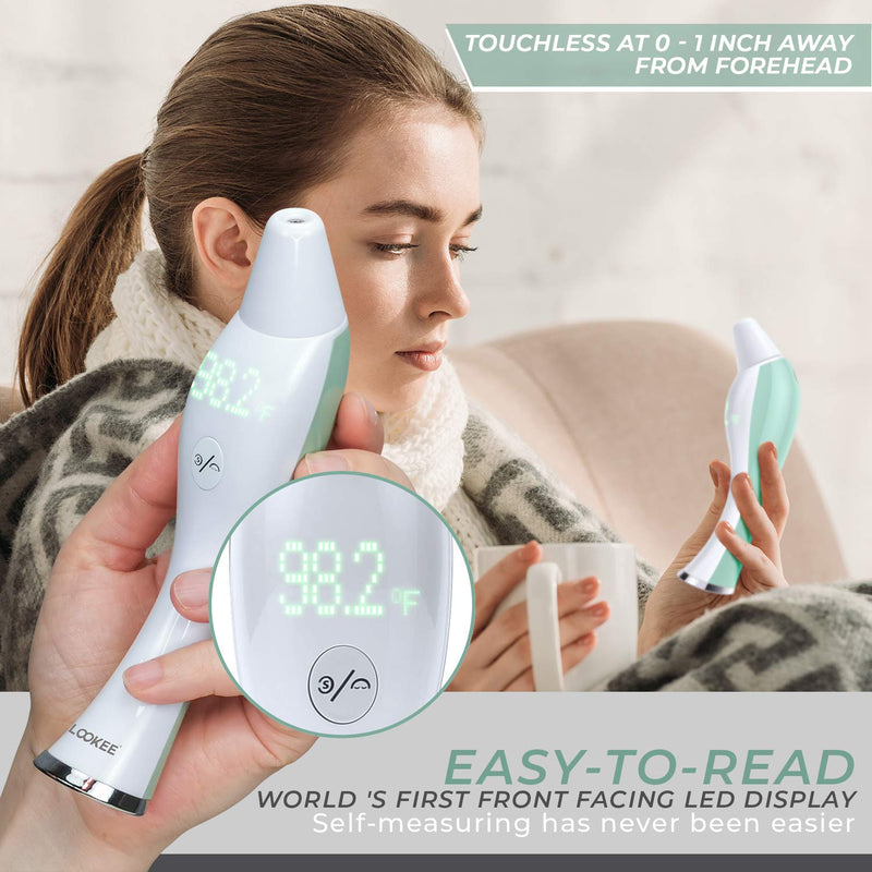 [Australia] - LOOKEE Breeze Infrared Forehead and Ear Thermometer for Adults, Kids, Babies, Infants | Touchless or Touch on Forehead | Medical Digital Fever Baby Thermometer with Large Front LED Display New Version 