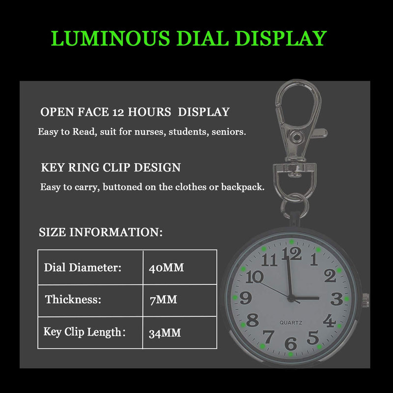 [Australia] - Minimalist Ultra Thin Open Face Quartz Pocket Watch with Key Buckle Unisex Portable Unisex Watch A-Black 