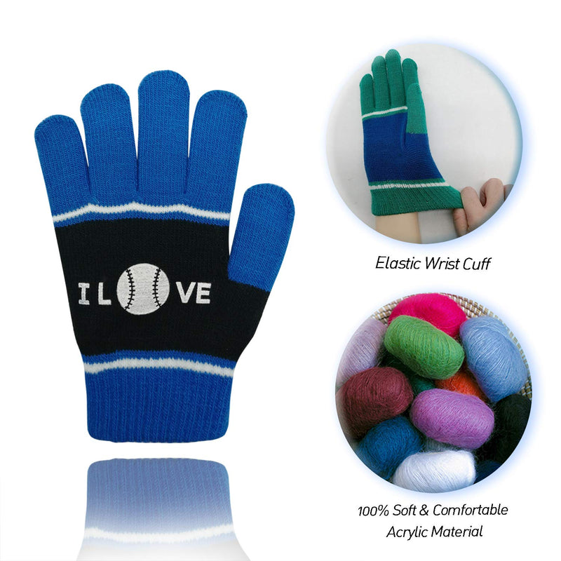 [Australia] - EvridWear Boys Girls Magic Stretch Gripper Gloves 3 Pair Pack Assortment, Kids One Size Winter Warm Gloves Children 4-6Years 3 Pairs Ball Printing 