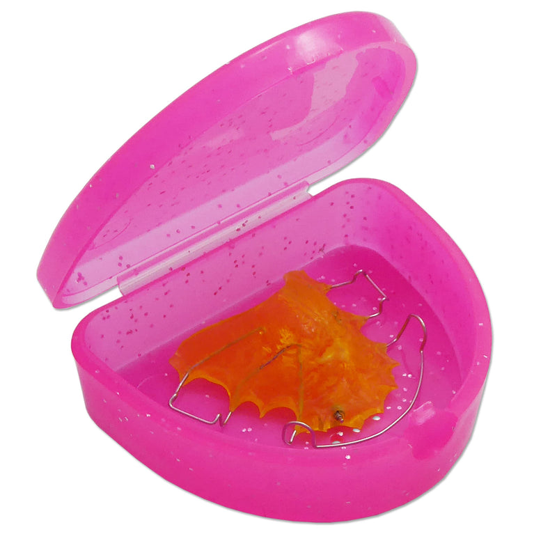 [Australia] - Slim Orthodontic Dental Case - Colour & Glitter Choices for Retainers, Bleaching Trays, Dentures & More (Glitter Pink) Glitter Pink 