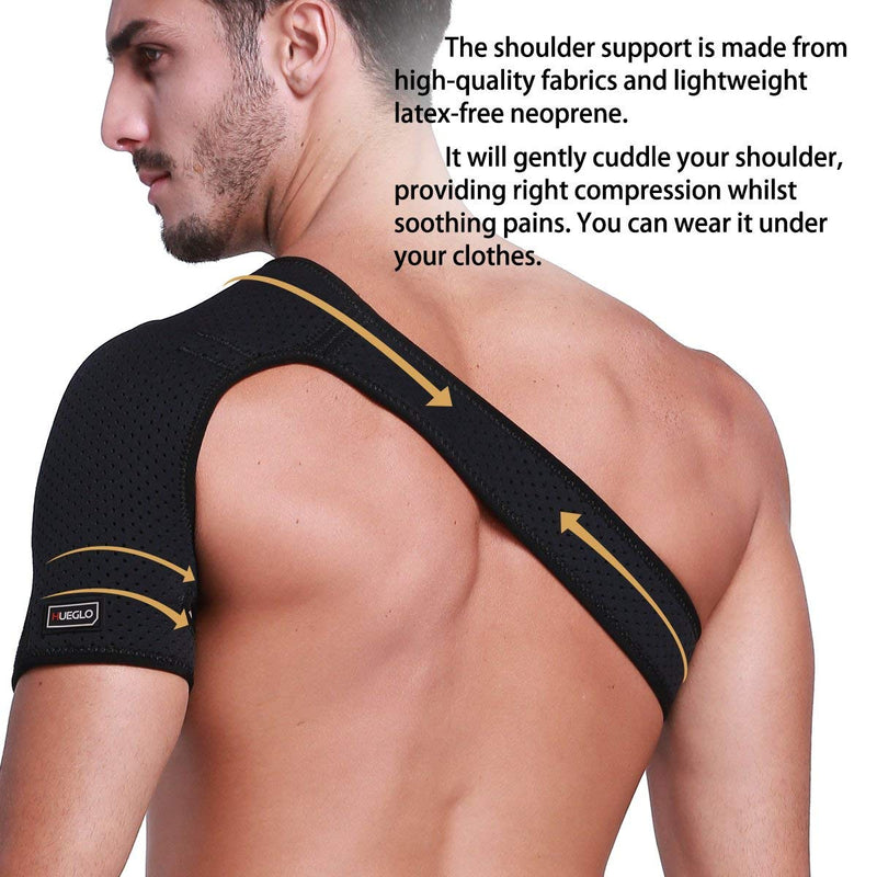 [Australia] - HUEGLO Right Shoulder Brace for Women Men Rotator Cuff,Adjustable Shoulder Support for Shoulder Pain Relief，Dislocated AC Joint,Labrum Tear,Sprain,Soreness,Bursitis, Tendinitis,Shoulder Support Strap,Medium Medium 