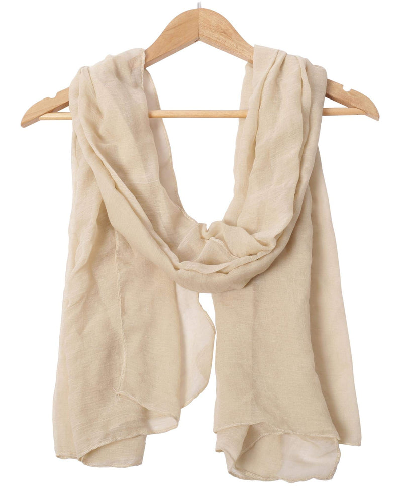 [Australia] - Woogwin Women's Cotton Scarves Lady Light Soft Fashion Solid Scarf Wrap Shawl Beige One Size 