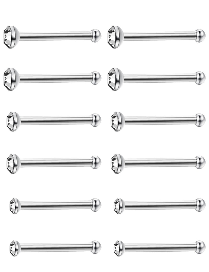 [Australia] - Thunaraz 60-120pcs Stainless Steel Nose Studs Rings Piercing Pin Body Jewelry 20G-22G 1.5mm 2mm 2.5mm A:White CZ--20pcs 1.5mm + 20pcs 2mm + 20pcs 2.5mm 