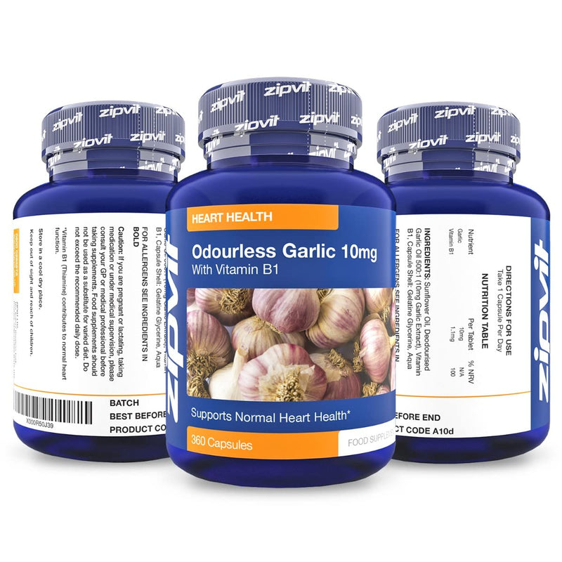 [Australia] - Garlic Odourless 10mg Capsules, 360 Pack. 1 a Day Formula. Made in UK. 12 Months Supply. 