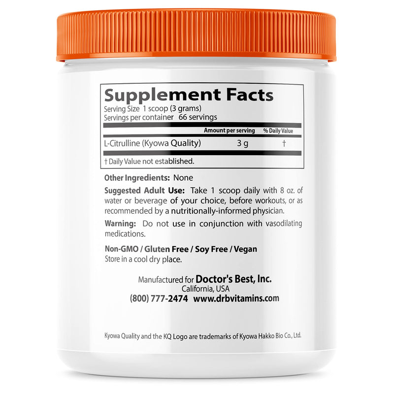 [Australia] - Doctor's Best L-Citrulline, Non-GMO, Vegan, Gluten Free, Soy Free, 200g 