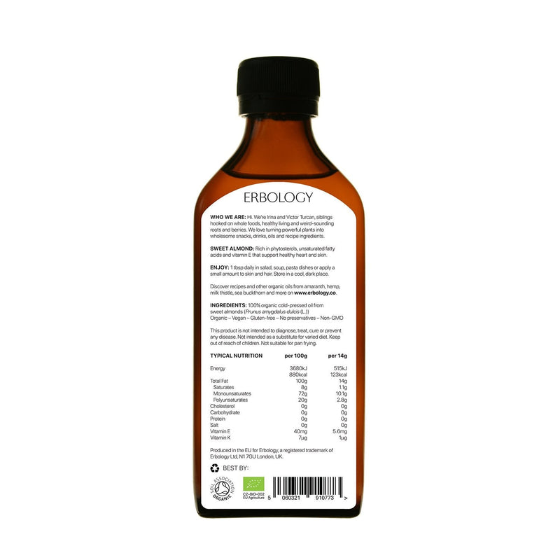 [Australia] - Organic Cold-Pressed Sweet Almond Oil 200ml - Skin Nourishing - Premium Food Grade 