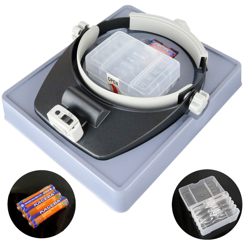 [Australia] - Beileshi Head Mounted Magnifier,1x-6x,8X Head Magnifying Glass with LED Light with Cold and Warm Light Source, Professional Jeweler's Loupe Light 