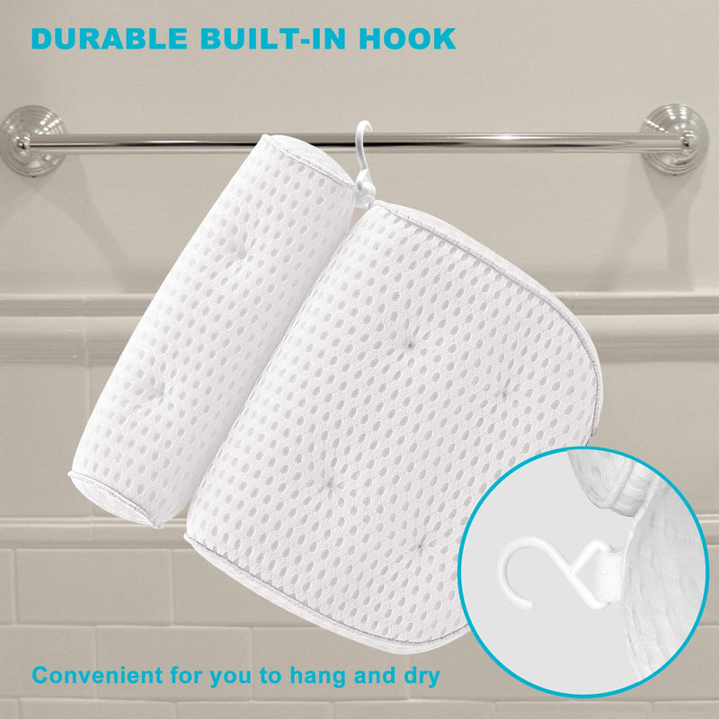 [Australia] - Idle Hippo Bath Pillow Spa Bathtub Pillow with 4D Air Mesh Luxury Bath Pillow with 7 Powerful Suction Cups Head, Back, Shoulder and Neck Support for Hot tub, Jacuzzi and All Bathtub 4D Mesh Bath Pillow 