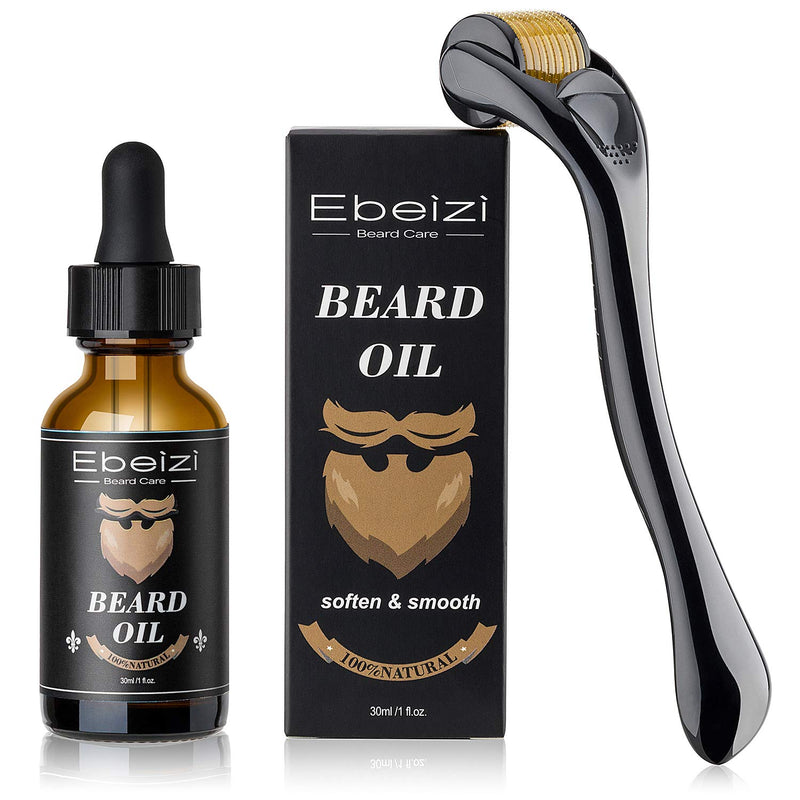 [Australia] - Ebeizi Beard Growth Kit, Beard Growth Oil Activator Serum, Beard Roller for Men, Derma Roller for Men, Beard Grooming Tools for Beard Rapid Growth and Thickening 