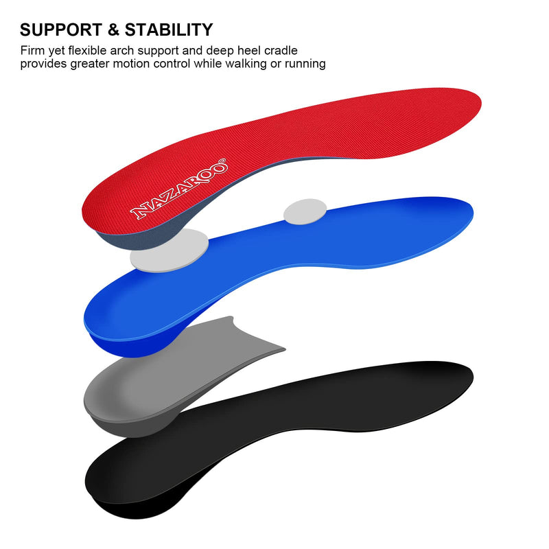 [Australia] - Shoe Insoles Arch Support Inserts Orthotic Insoles for Plantar Fasciitis, Flat Feet, High Arch, Pronation, Heel Spurs & Foot Pain Mens 16 - 16 1/2 Red 