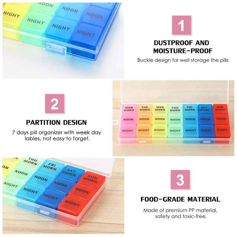 [Australia] - ULTNICE Pill Box for 7 day Pill Organizer 21 Slots Storage Box Weekly Pill Holder for Medications Vitamins 