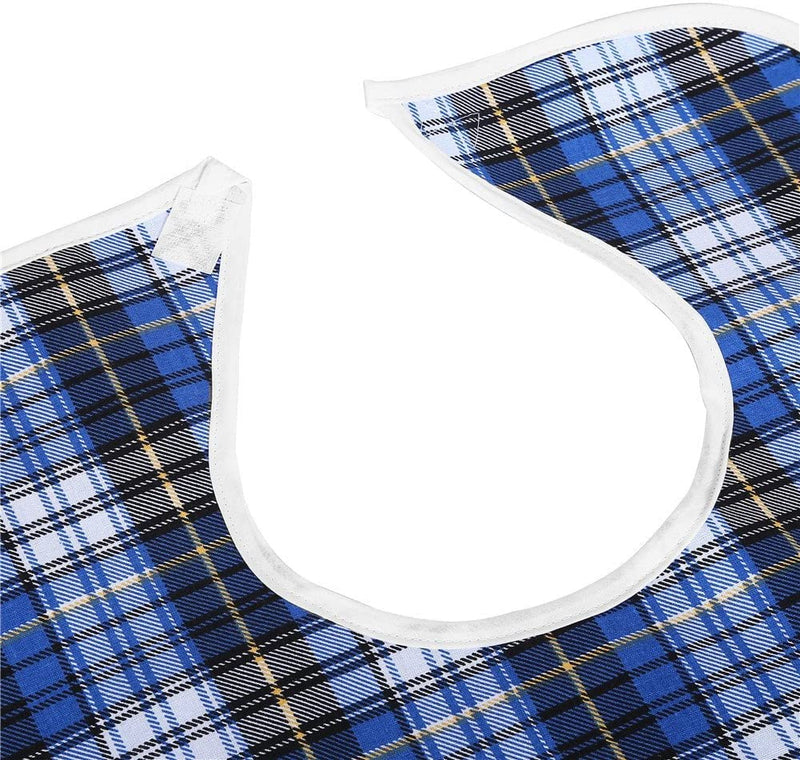 [Australia] - Adult Reusable Washable Meal Bibs, 2 Colors Adjustable Waterproof Bib Snap with Crumb Catcher(blue) Red 