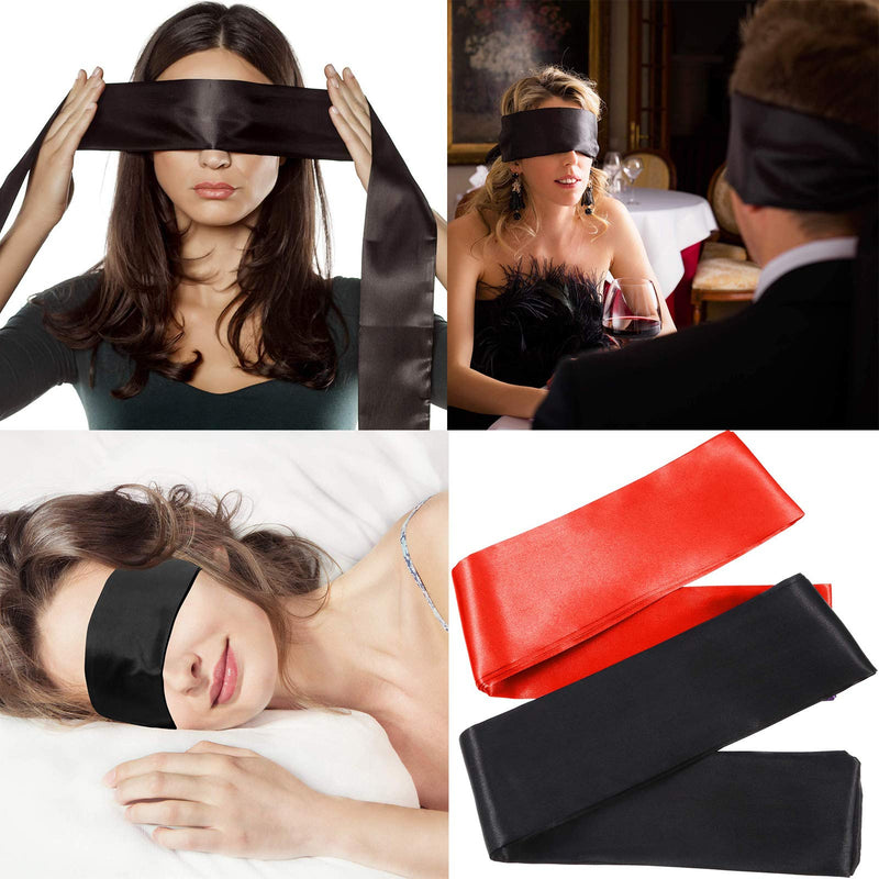 [Australia] - 3 Pack Silk Eye Mask Satin Eye Cover Sleeping Cover Blindfold for Sleeping Games,Valentine's Gift, Romantic Games(Black and Red) 