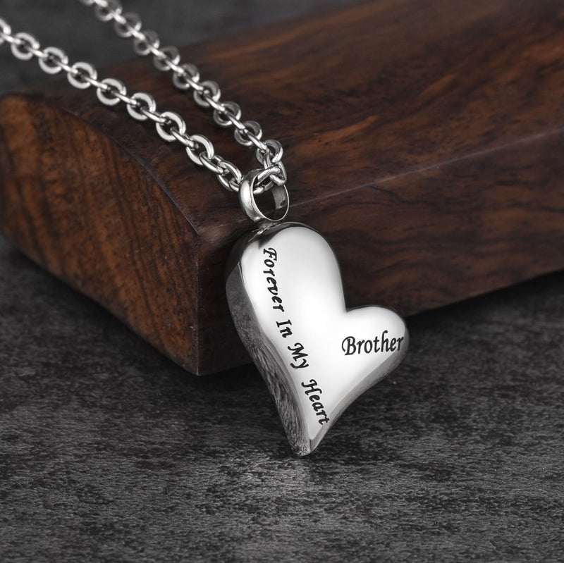 [Australia] - FCZDQ Cremation Jewelry Forever in My Heart Memorial Keepsake for Loved Ones Urn Pendant Ashes Necklace Brother 