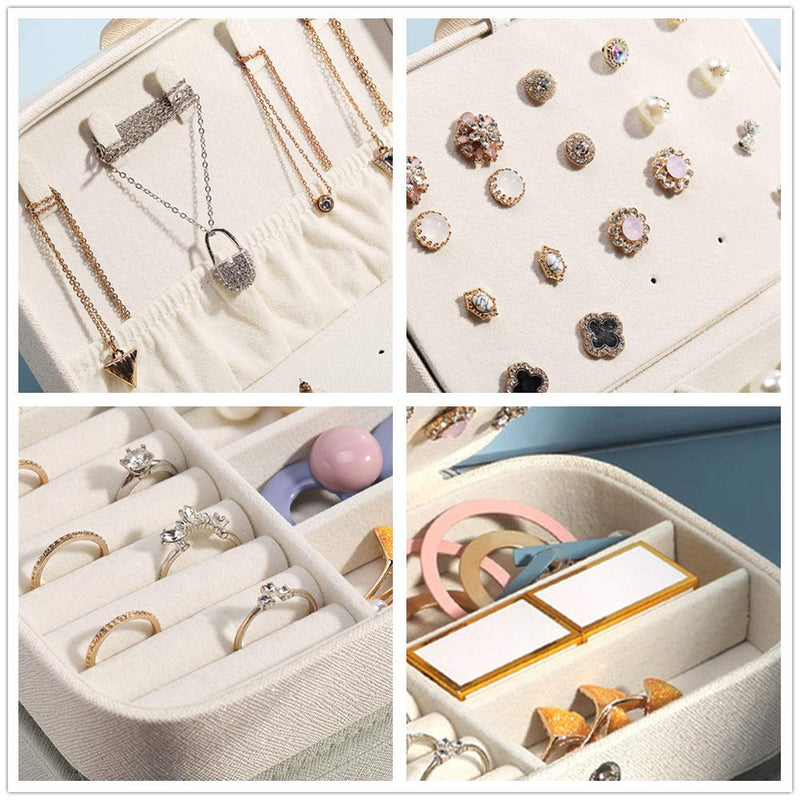 [Australia] - frdzsw Jewelry Box,Women Two Layer Jewelry Organizer,Display Storage Case with Lock for Earring Ring Necklace Bracelet (White) White 