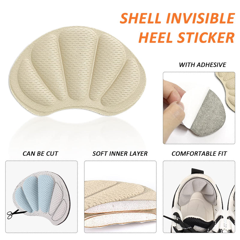 [Australia] - 10 Pairs of Double-Sided self-Adhesive Shell Invisible Heel Stickers, Sponge Heel Pads, Thick Insoles, Anti-wear feet, can be Cut at Will 