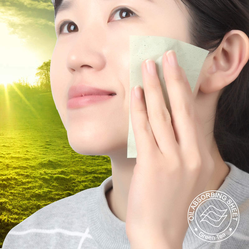 [Australia] - Teenitor Oil Blotting Sheets, 100 Sheets Green Tea Oil Absorbing Tissues Paper, Large 10cmx7cm Oil Blotters, Oil Blotting Paper 1 