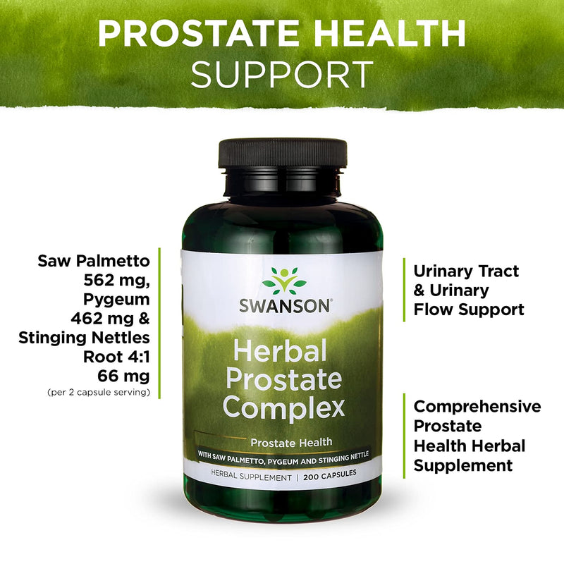 [Australia] - Swanson Herbal Prostate Complex - Men's Supplement Promoting Urinary Tract & Prostate Health Support - Features Pygeum, Saw Palmetto & Stinging Nettle - (200 Capsules) 1 