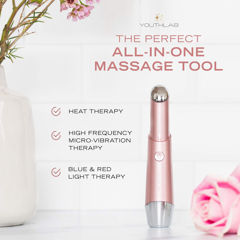 [Australia] - YOUTHLAB Eye & Face Massager Tool/Wand/Pen, Heated/Warm, Sonic Vibration, Anti Aging, Eye Fatigue Relief, Puffy Eyes/Dark Circles/Eye Bags, Boost Product Absorption, Lip Wrinkles Rose Gold 