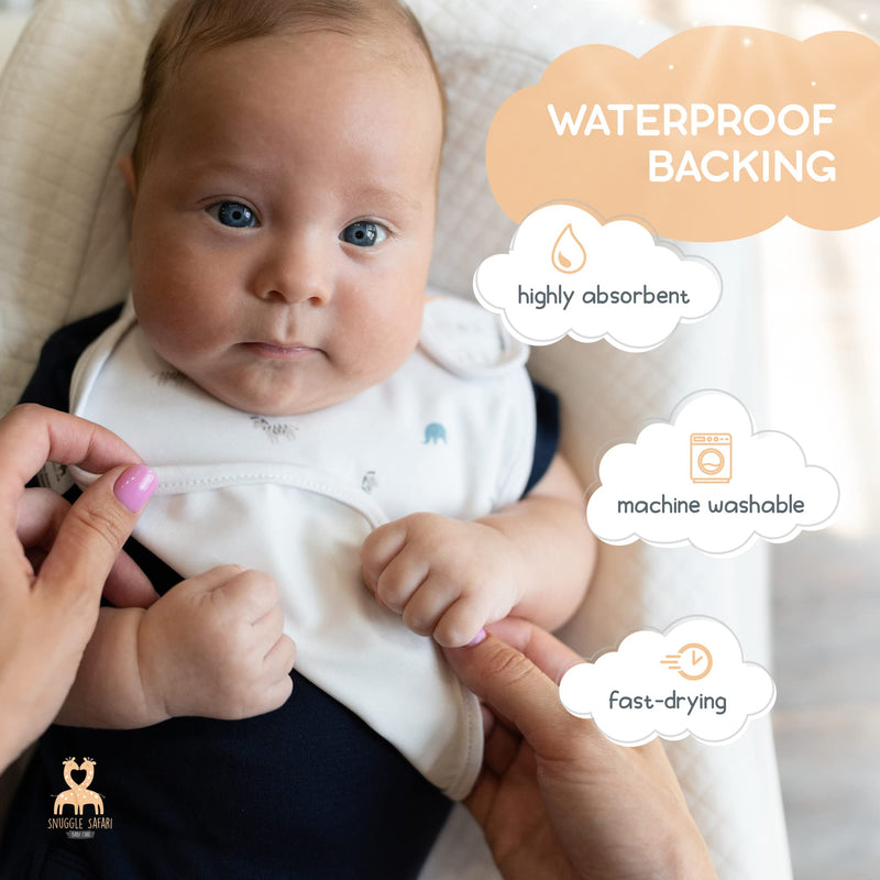 [Australia] - 3 Bamboo Baby Bibs | Plastic Backed Waterproof Bibs for Dribble, Feeding and Weaning | Soft, Absorbent Unisex Drool Bibs for Teething | Baby Essentials for Newborn | Baby Bibs 0-6 Months 