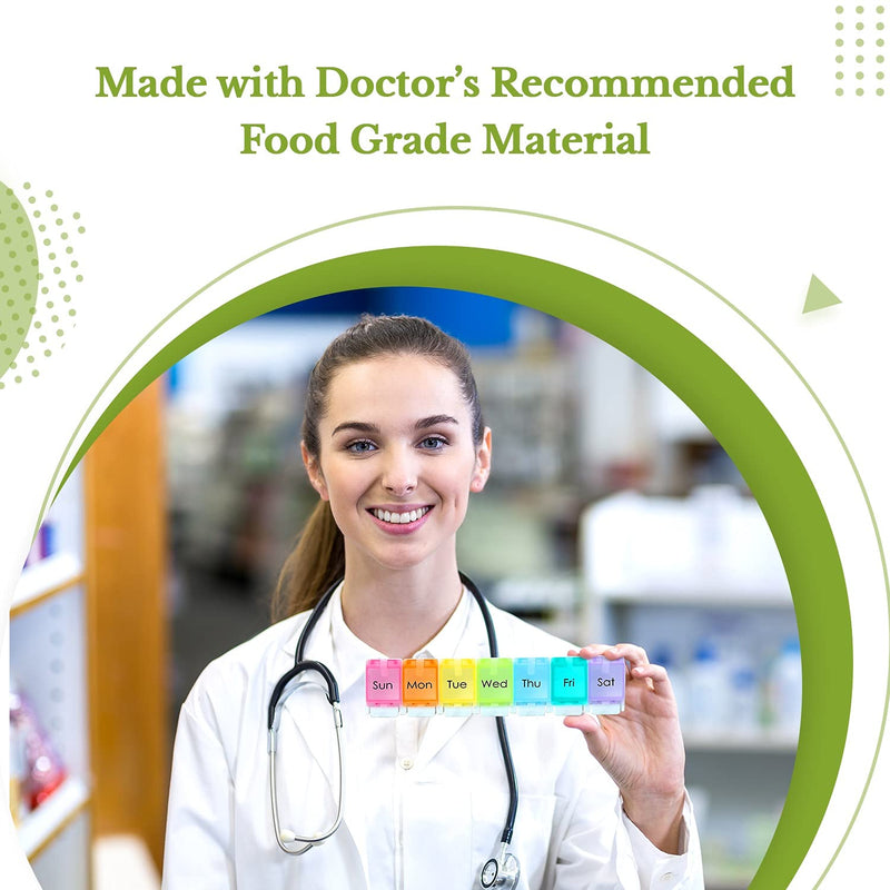 [Australia] - Pill Box Organiser – Weekly Pill Organiser for Vitamins, Supplements, and Medication for Travel, Medicine Storage Box – Premium Quality Food Grade Material 
