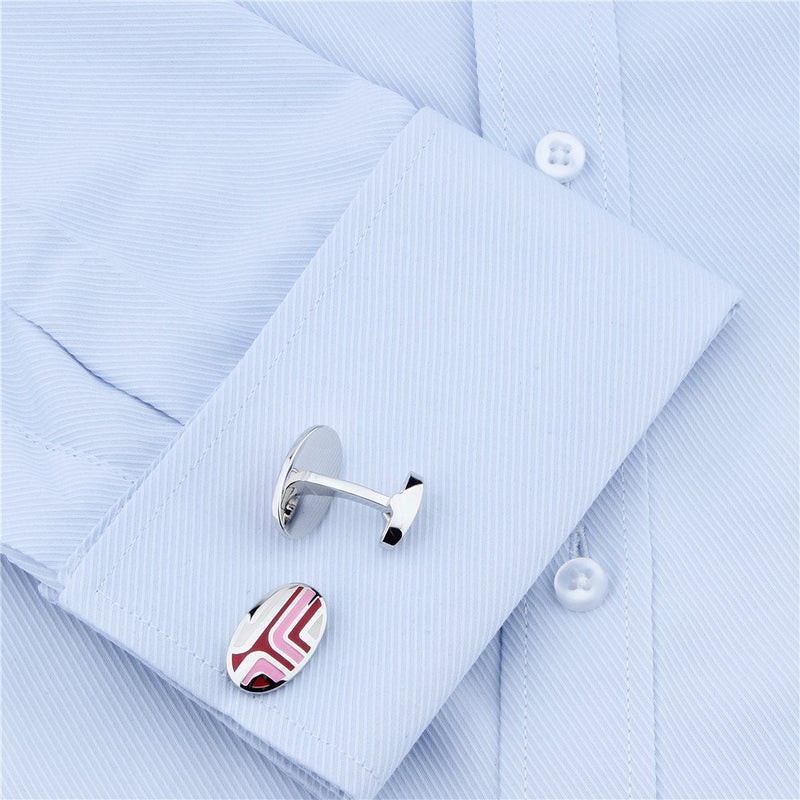 [Australia] - HAWSON Custom Oval Colorful Enamel Man Shirt Cufflinks for Wedding Business Jewelry Red 