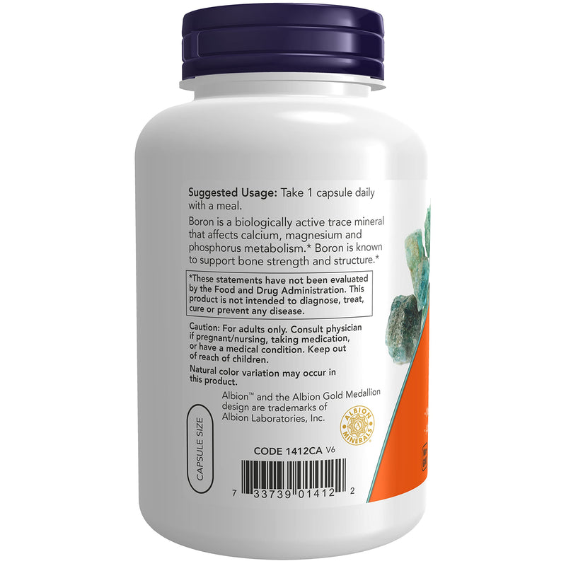 [Australia] - NOW Supplements, Boron 3 mg (Bororganic Glycine), Structural Support*, 250 Veg Capsules 