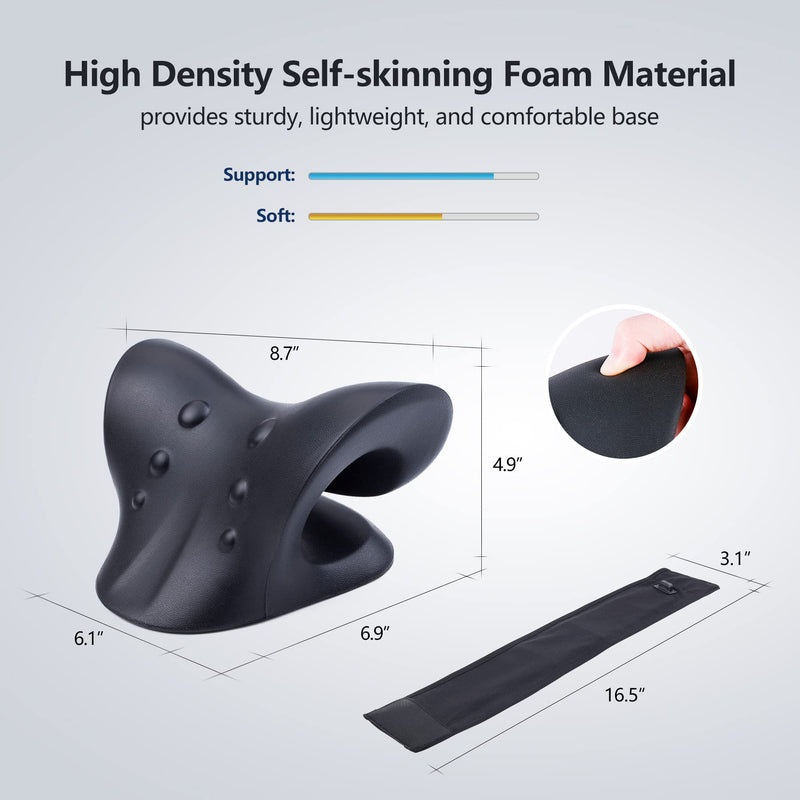 [Australia] - Neck Stretcher for Neck Pain Relief, Heated Cervical Traction Device Pillow with Graphene Heating Pad, Neck and Shoulder Relaxer for TMJ Pain Relief and Cervical Spine Alignment(Black) Black 