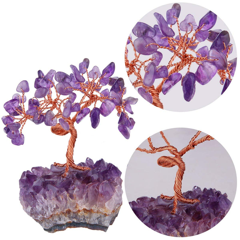 [Australia] - mookaitedecor Natural Amethyst Money Tree,Gemstone Feng Shui Ornaments Healing Crystal Tree Figurines,Amethyst Rough Stone Cluster Base 01#-purple 