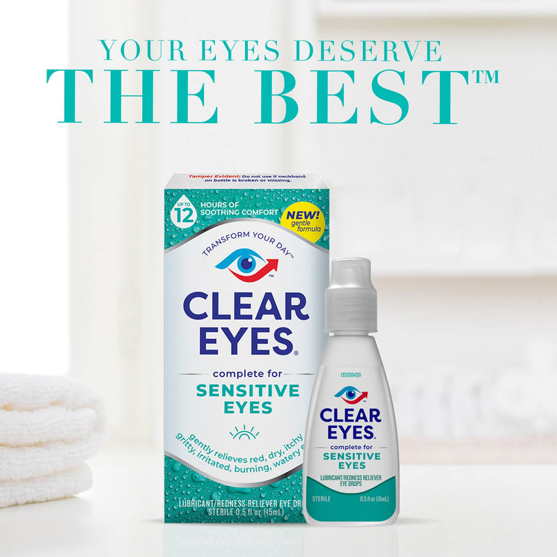 [Australia] - Clear Eyes, Sensitive Eyes, Eye Drops, 0.5 Oz, 2 Pack 