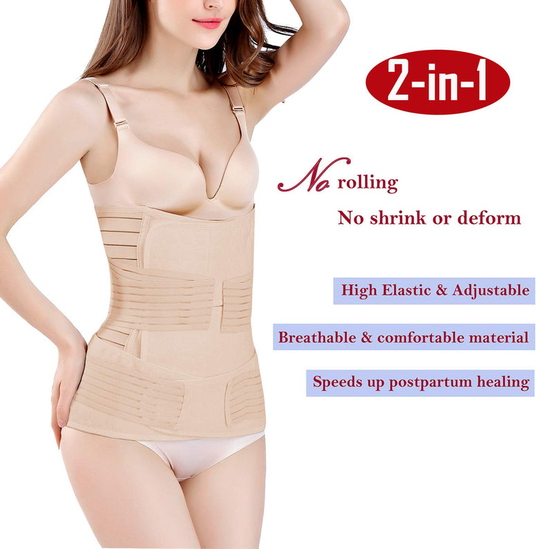 [Australia] - 2 in 1 Postpartum Belly Band Support Recovery Belt Waist/Pelvis Belt Body Shaper Shapewear (Nude, Plus Size) Nude Plus Size (Pack of 1) 