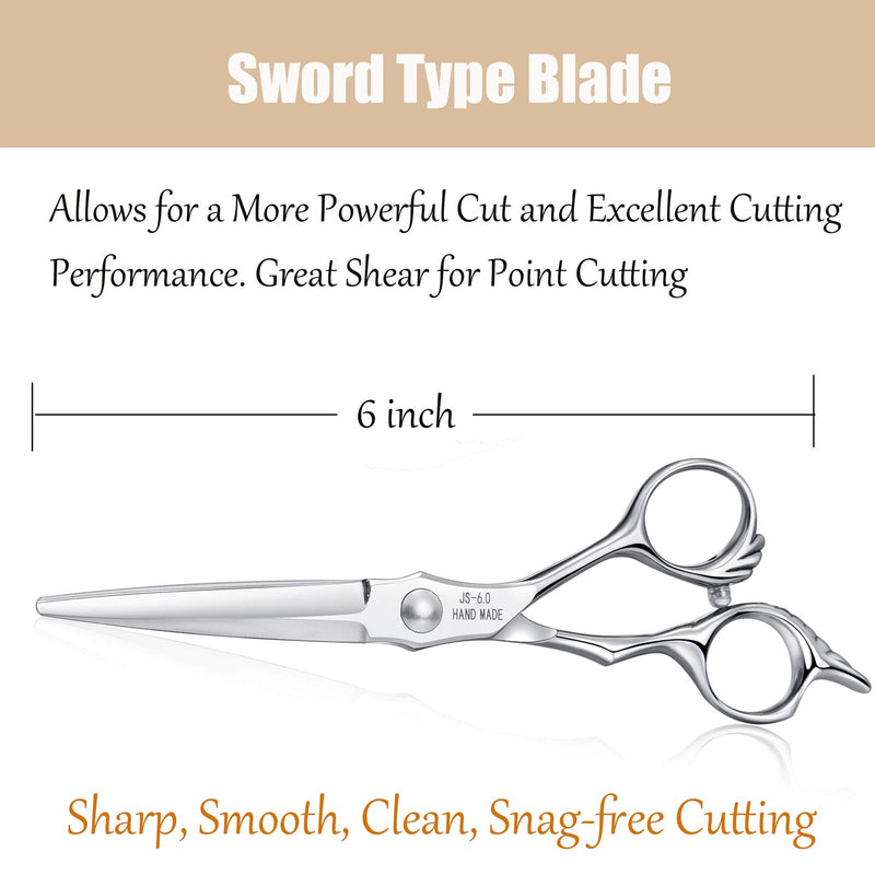 [Australia] - JASON 6" Hair Cutting Scissors Professional Hair Scissors Hair Trimming Scissors for Barber Hairdresser Stylist Women and Men C-shear 