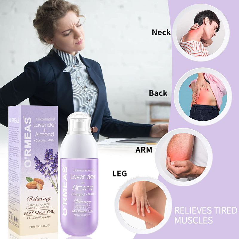 [Australia] - Massage Oil For Warming, Relaxing, Joint Pain Relief Sensual Massage Oil Lavender Almond Peppermint And Coconut Massage Oils For Massage Therapy Moisturizing Body Oil For Men And Women 5.1 Fl.Oz 