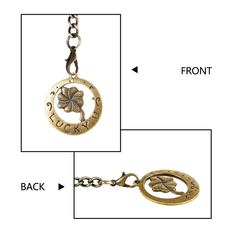 [Australia] - TREEWETO Men's Albert Chain Pocket Watch Curb Link Key Chain 2 Hooks with Antique Wolf Pendant Design Charm Fob T Bar Bronze 
