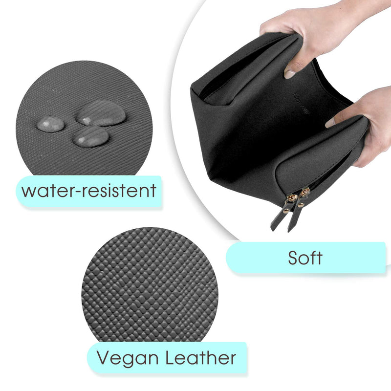 [Australia] - Large Vegan Leather Makeup Bag for Purse Travel Makeup Pouch Mini Cosmetic Bag for Women Girls Black Large 