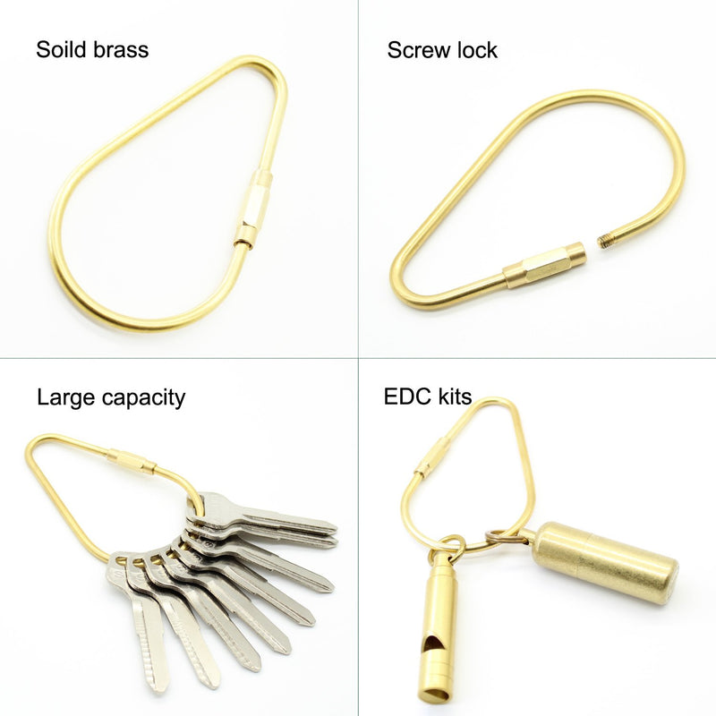 [Australia] - PPFISH Durable Brass Screw Lock Clip Key Chain Ring, Simple Style Car keychain for Men Women (2PCS) 