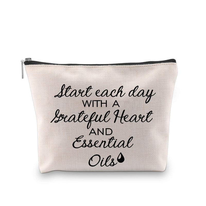 [Australia] - JXGZSO Essential Oils Bag Essential Oils Accessories Start Each Day With a Grateful Heart and Essential Oils Makeup Bag Essential Oils Gift (Start Each Day) 