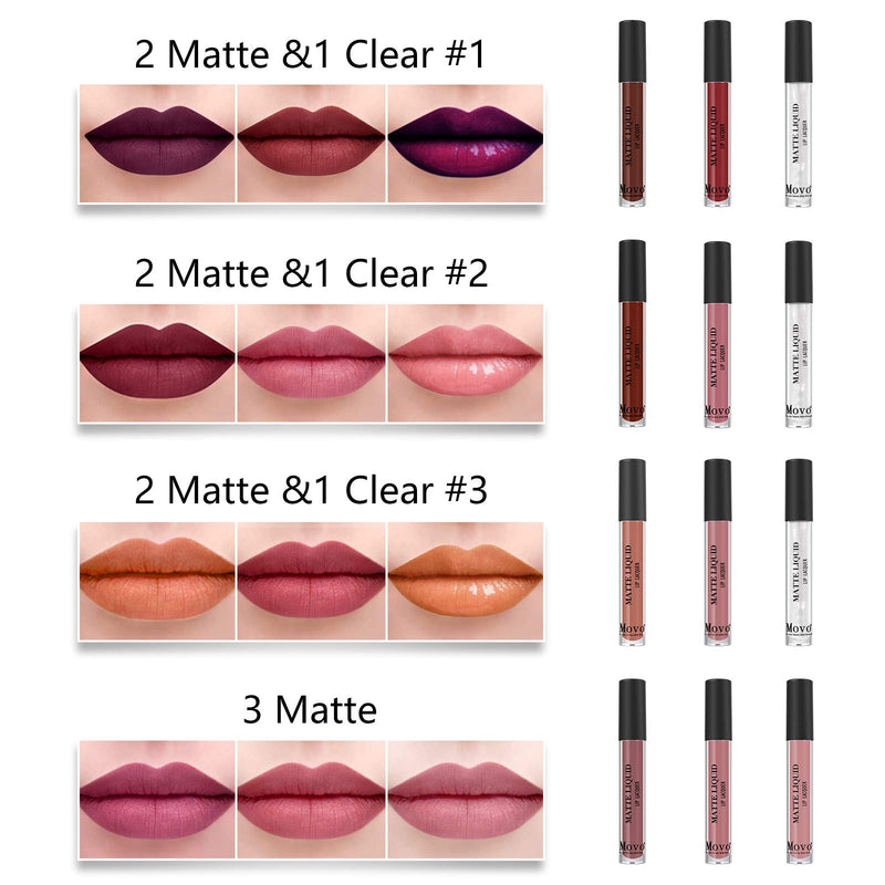 [Australia] - Movo 3pcs Lip Color Set – Velvety Nude Matte Lip Color Makeup Set, Non-stick Cup Lightweight Natural Liquid Lipstick, Long Lasting and Waterproof Pink Lip Tint, Ultra Matte Lip Lacquer (3 Matte) 3 Matte 