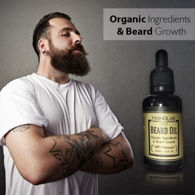 [Australia] - Beard Grooming Kit for Men - Organic Beard Growth - Professional Barber Beard Trimming Set - Beard Brush Beard Oil Wooden Comb Sharp Stainless Steel Scissors - Scented Beard Gift for Him 