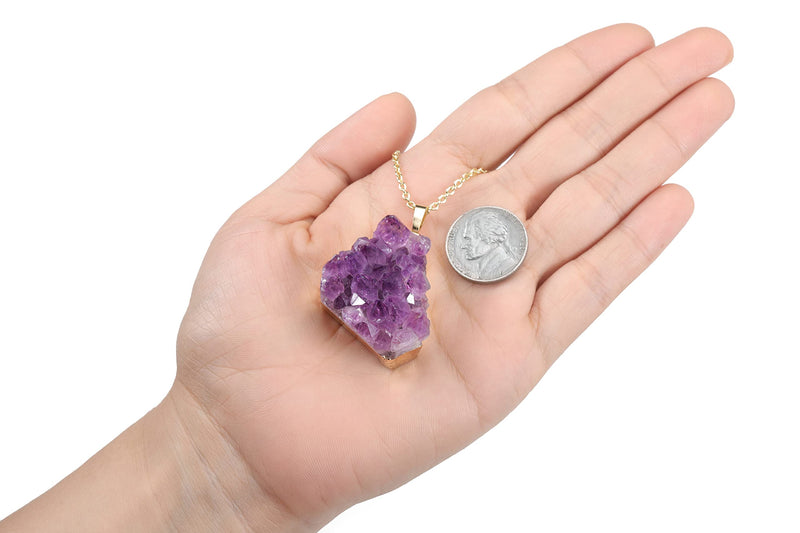 [Australia] - CrystalTears Amethyst Healing Crystal Necklace Natural Raw Amethyst Quartz Crystal Cluster Stone Pendant Necklace for Women Girls Christmas Mother's Day Gift #2 